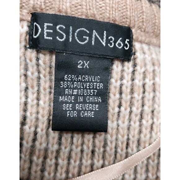 New Design 365 Horizontal Stripe Sweater Plus Sz 2X Crew Neck Fuzzy Pullover - Picture 7 of 9